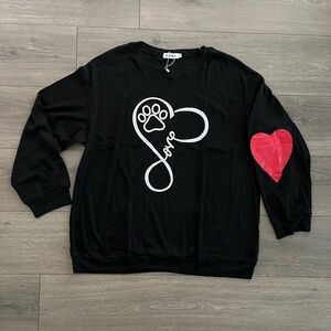 NWOT Leo Rosi Dog Love Paw Longsleeve Top Size XXL in Black